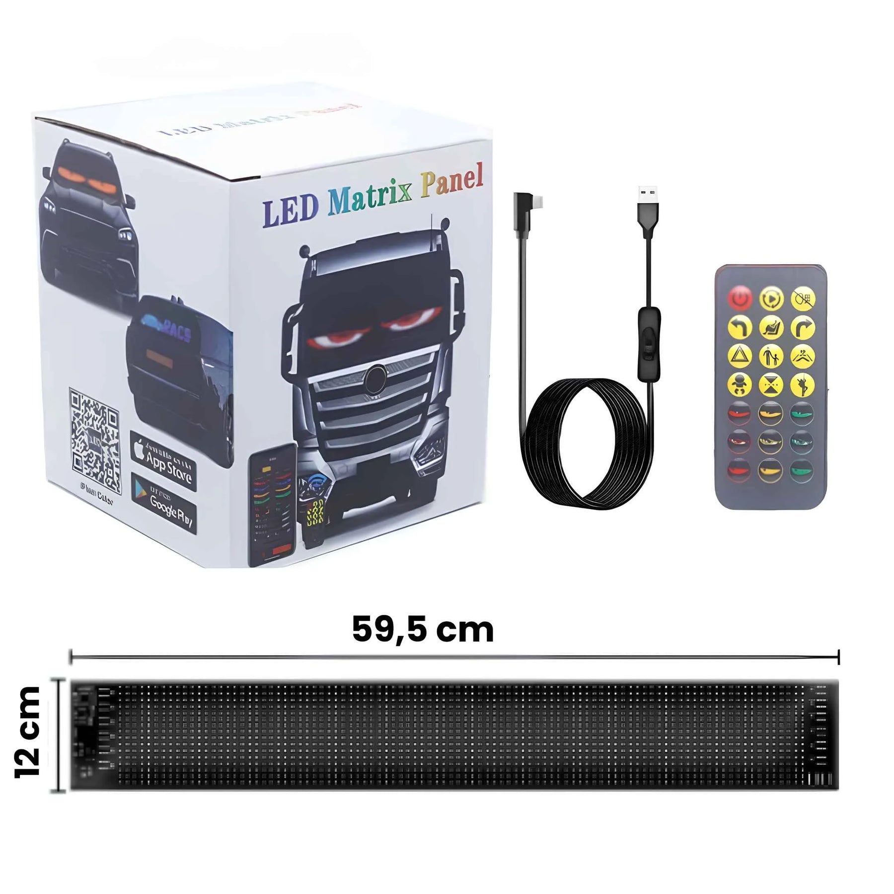 imagem mostra todos os produtos que vem na caixa dos olhos de led para carro rapiduz