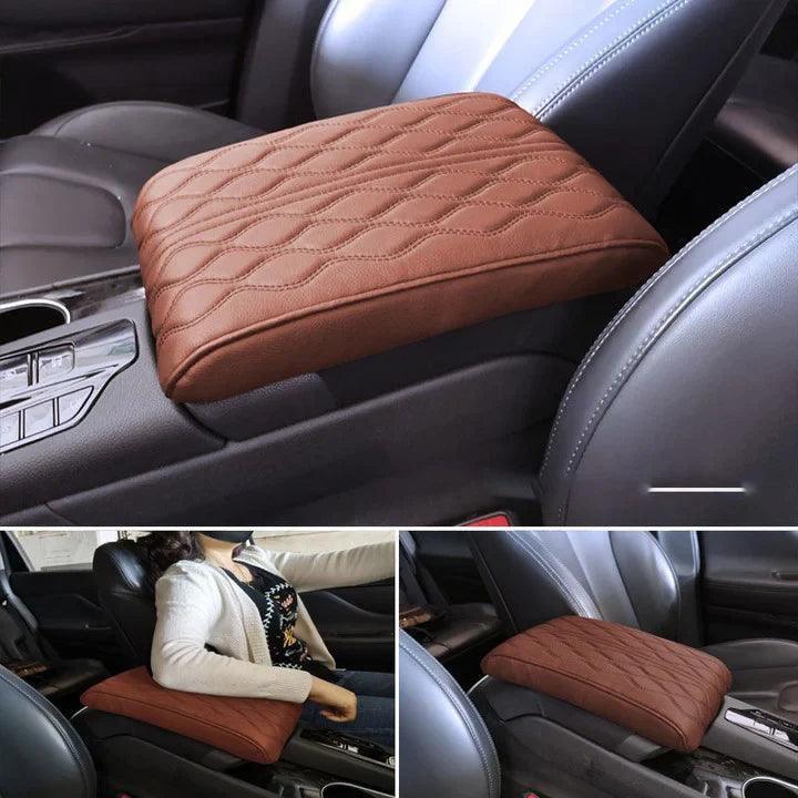 Apoio de braço marrom em couro para carro, estilo universal