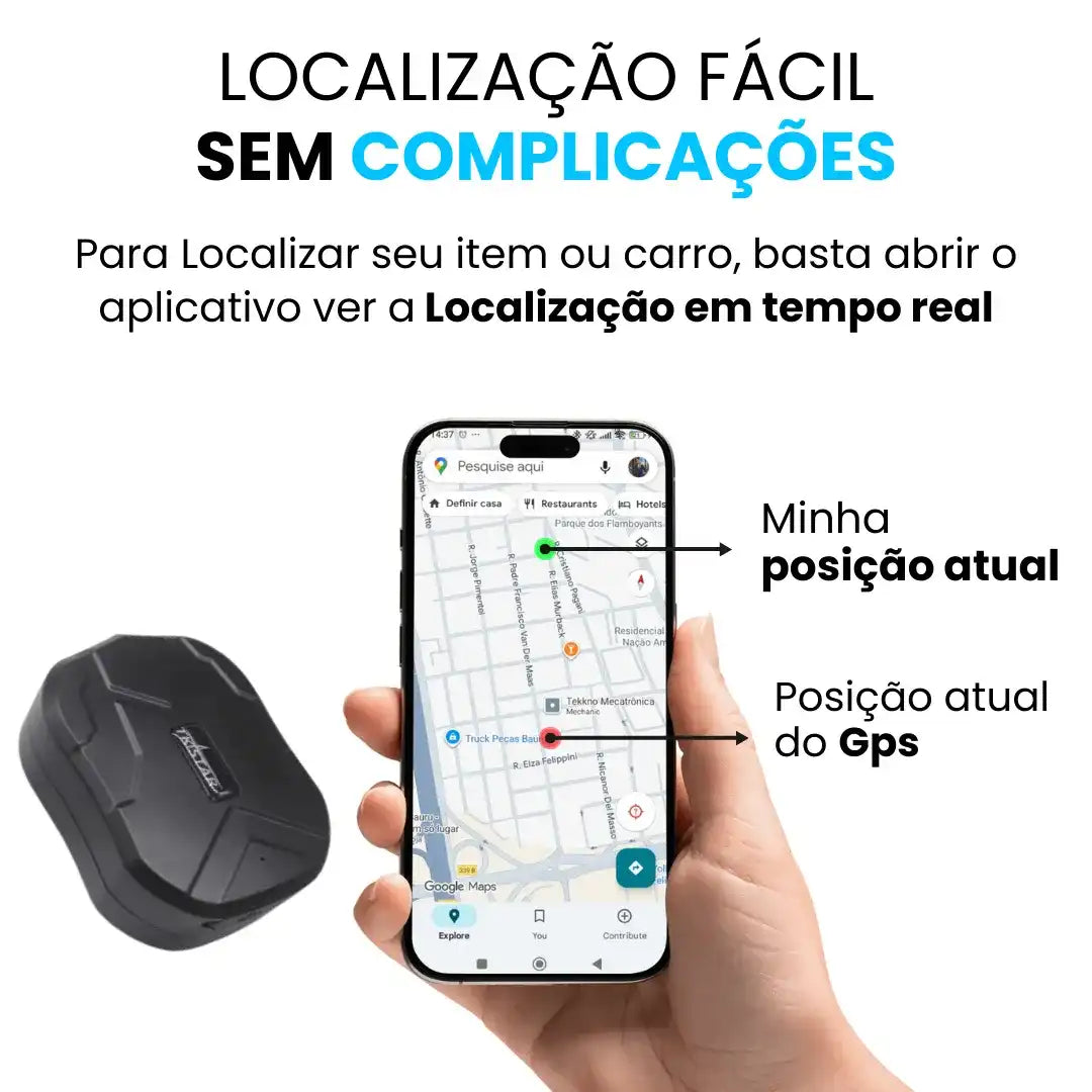 rastreador veicular que pode ser rastreado pelo aplicativo do celular