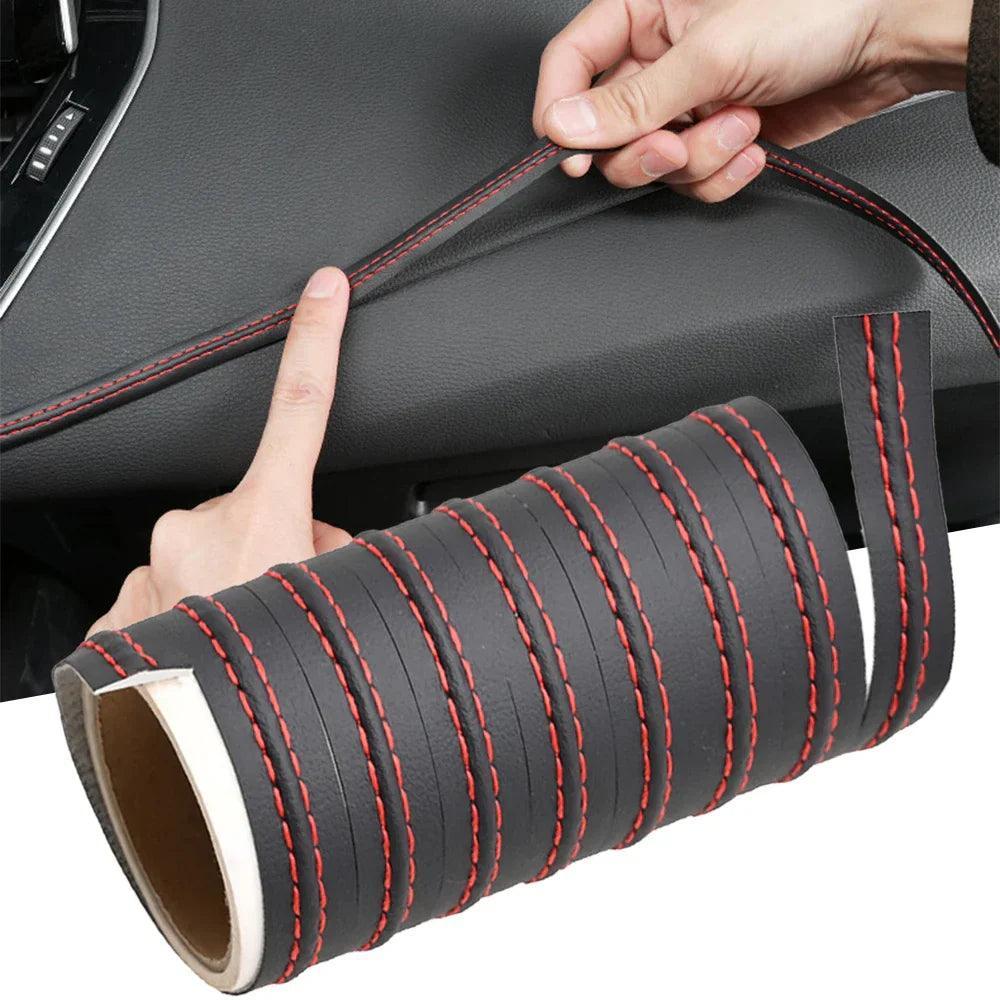Fita decorativa de couro para carro, fácil de instalar e com ótimo acabamento