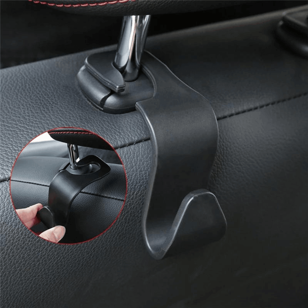 Imagem mostrando um Gancho para carro suporte de sacolas e bolsas feito em material durável