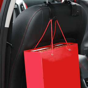 Gancho de banco para carro de organização, com sacola vermelha pendurada 