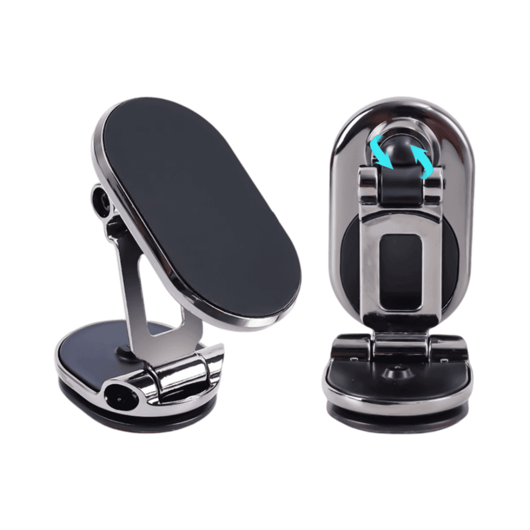 Suporte magnético para celular no carro, segura o aparelho com firmeza e segurança.