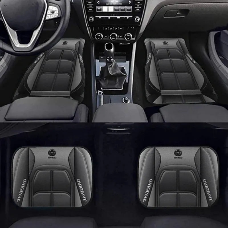Conjunto com 4 tapetes para carro instalados na frente e na parte de trás do automóvel