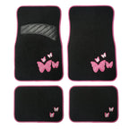 Quatro tapetes automotivos feminino de borboleta rosa para carro