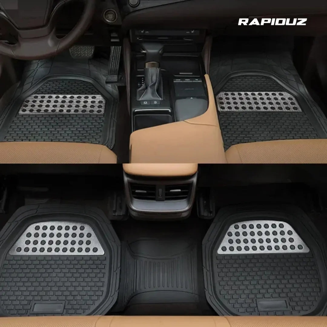 Kit com 4 tapetes automotivos impermeáveis instalados, proteção total para o carro