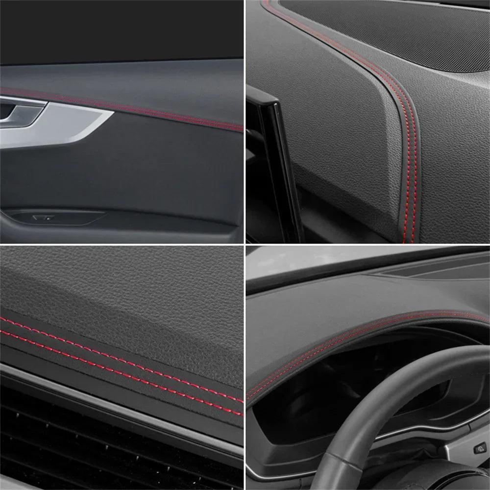Fita de couro decorativa aplicada em áreas internas do carro com acabamento preciso e elegante