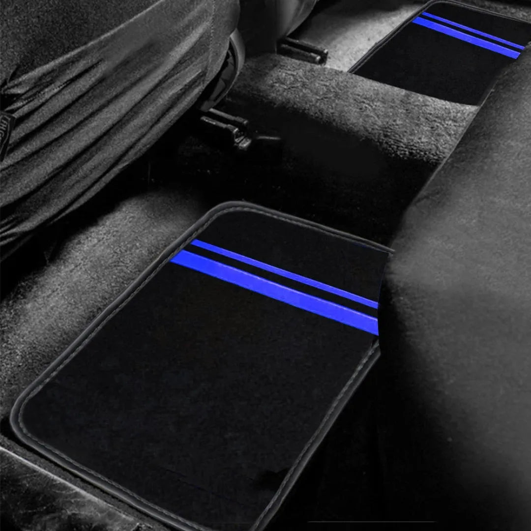 Tapetes para carro esportivos universais da cor azul, 2 peças aplicadas na parte de trás do veículo