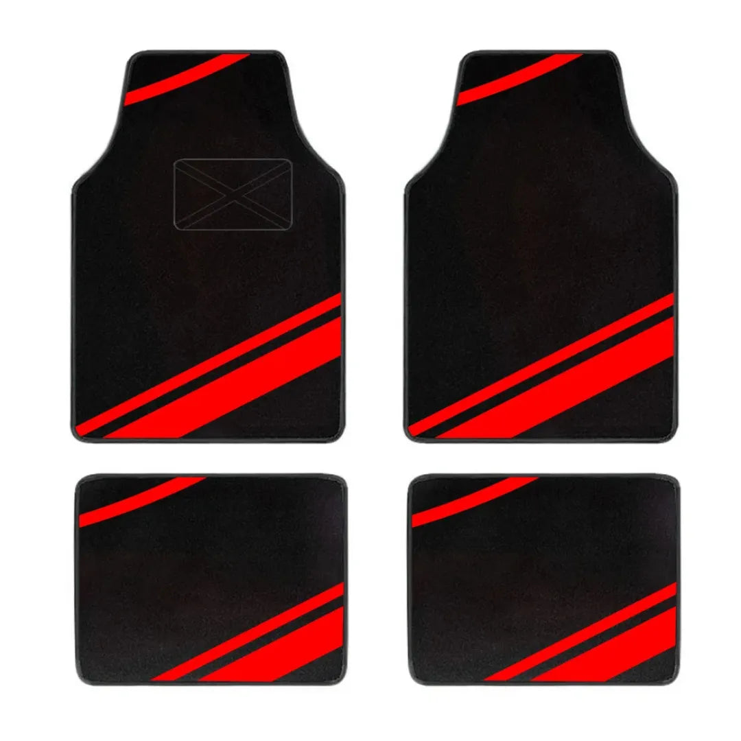 Kit com 4 tapetes esportivos vermelhos para carro, duráveis e com encaixe universal